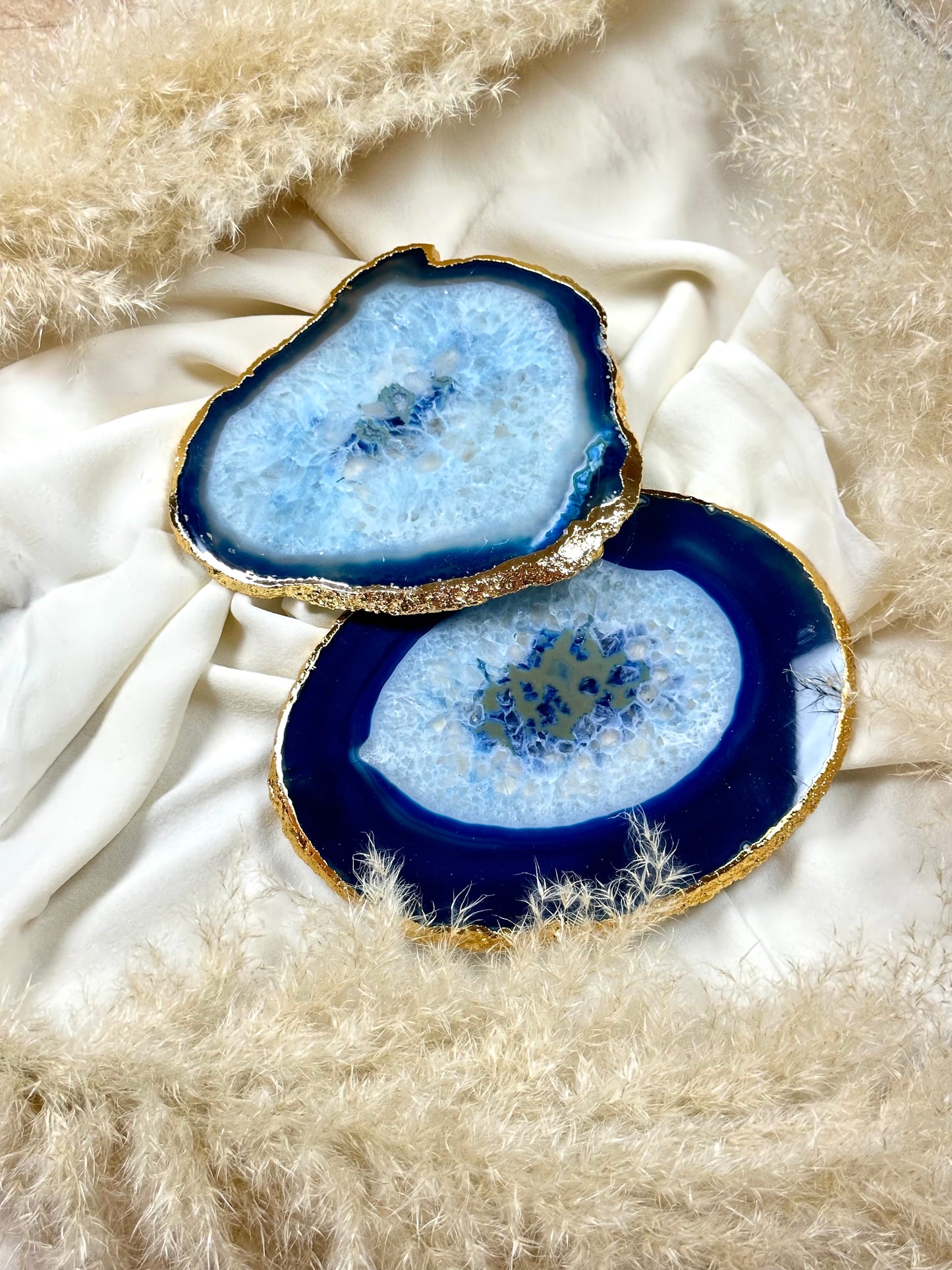 Elegante Blaue Achat-Stein Untersetzer